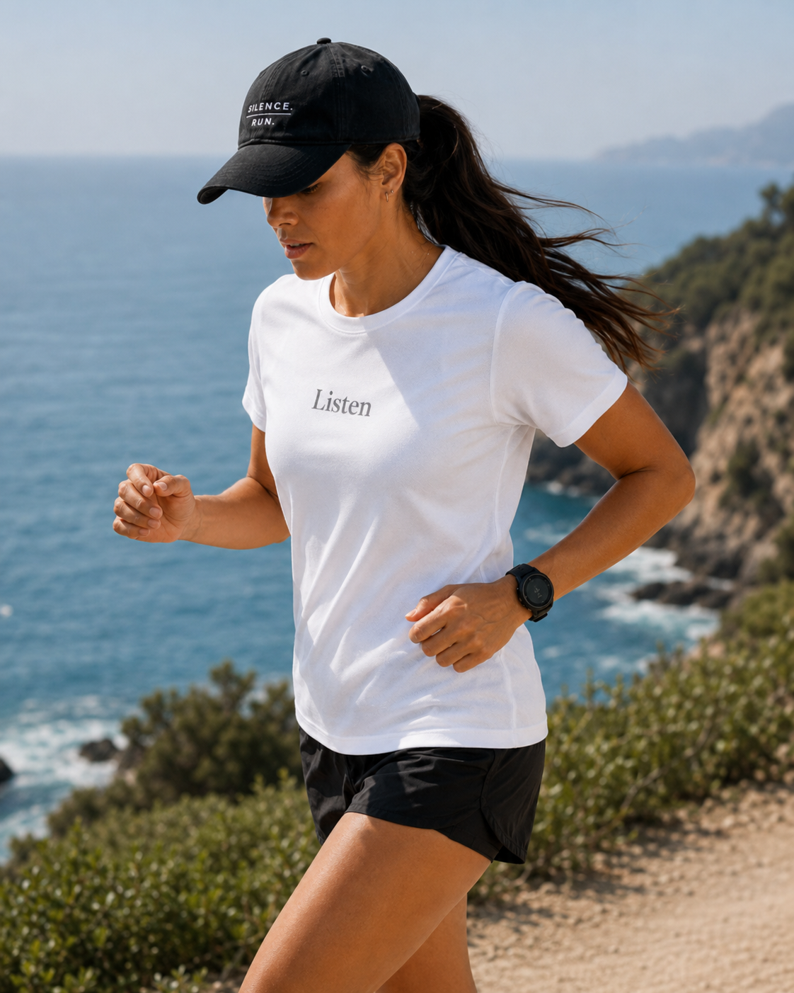 Maglia Silence Run in corsa vista mare